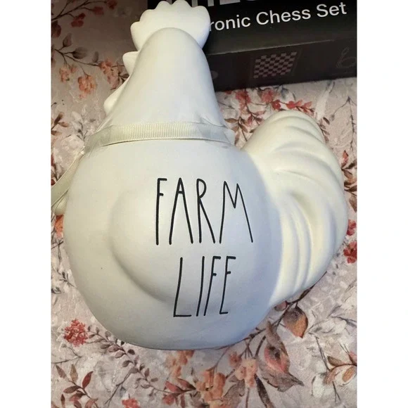 Rae Dunn FARM LIFE Rooster Figurine White Farmhouse Kitchen Decor - Picture 4 of 6